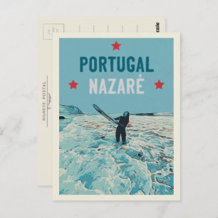 Nazare's best surfing spot illustration postcard