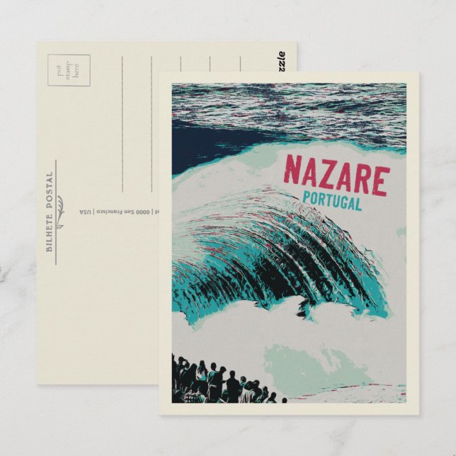 Nazare's Biggest Waves in the world illustration Postcard (Front/Back)