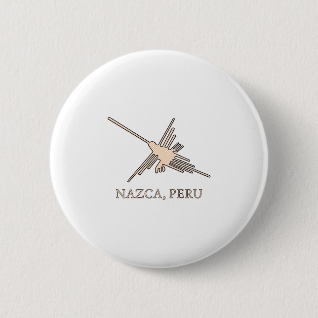 Nazca Hummingbird Geoglyph Newsprint 6 Cm Round Badge (Front)