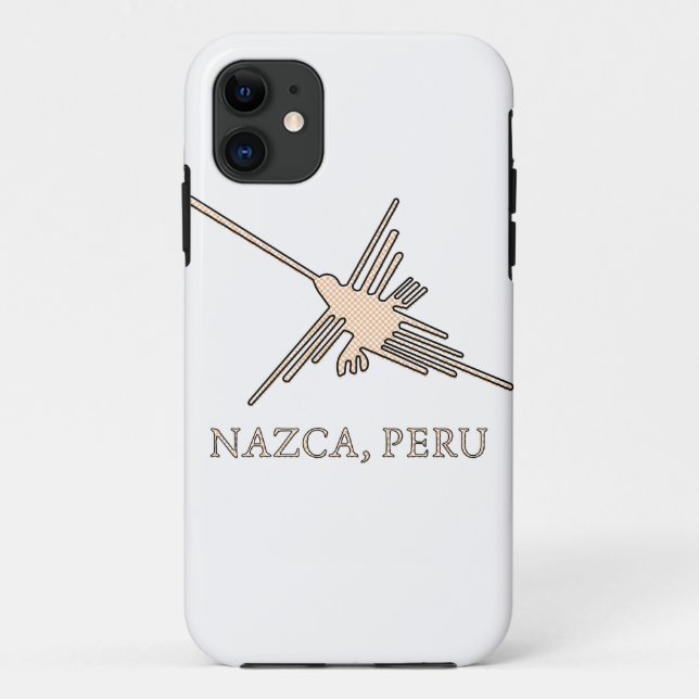 Nazca Hummingbird Geoglyph Newsprint Case-Mate iPhone Case (Back)