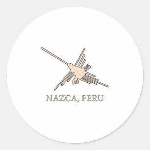 Nazca Hummingbird Geoglyph Newsprint Classic Round Sticker