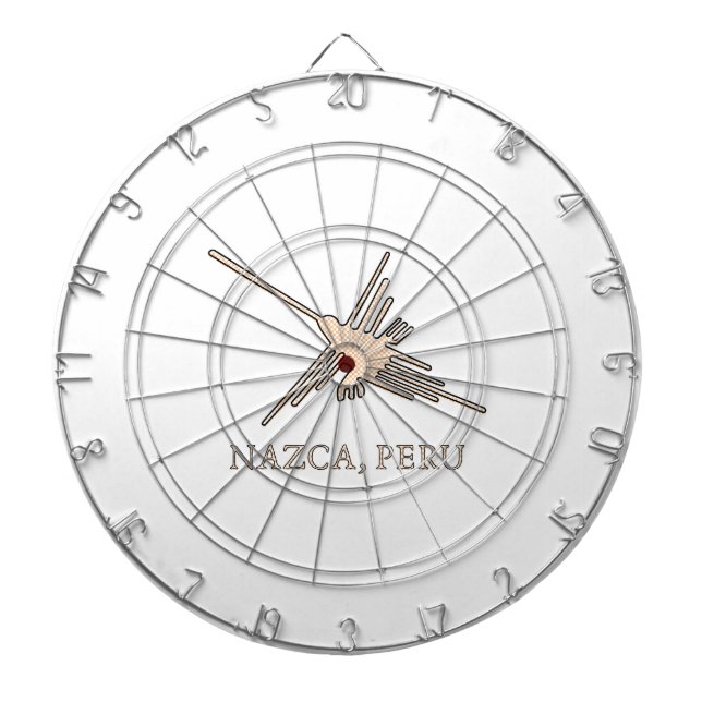 Nazca Hummingbird Geoglyph Newsprint Dartboard (Front)