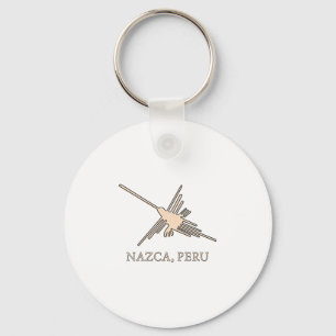 Nazca Hummingbird Geoglyph Newsprint Key Ring