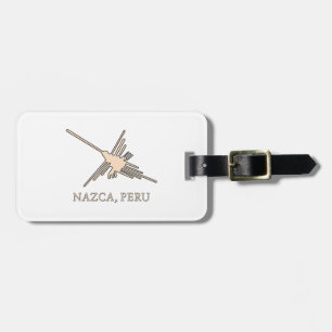 Nazca Hummingbird Geoglyph Newsprint Luggage Tag