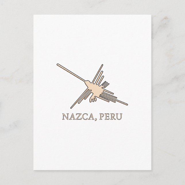 Nazca Hummingbird Geoglyph Newsprint Postcard (Front)