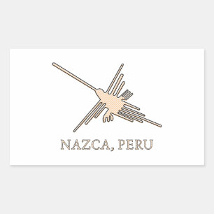 Nazca Hummingbird Geoglyph Newsprint Rectangular Sticker