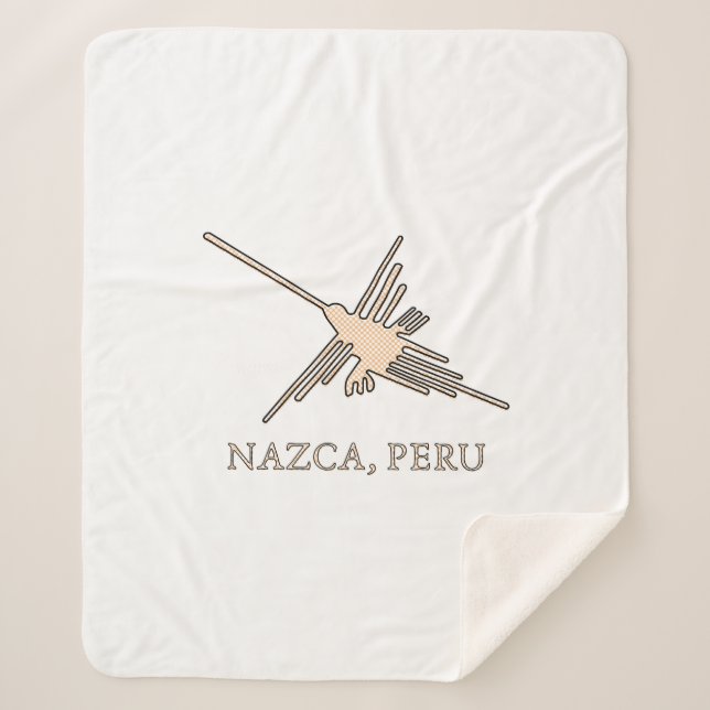 Nazca Hummingbird Geoglyph Newsprint  Sherpa Blanket (Front)