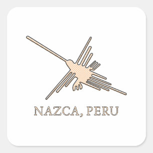 Nazca Hummingbird Geoglyph Newsprint Square Sticker