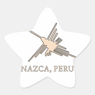 Nazca Hummingbird Geoglyph Newsprint Star Sticker
