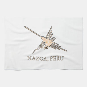 Nazca Hummingbird Geoglyph Newsprint Tea Towel