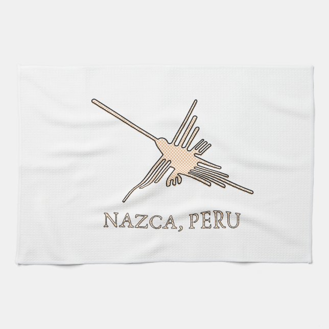 Nazca Hummingbird Geoglyph Newsprint Tea Towel (Horizontal)