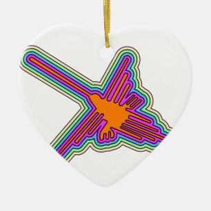 Nazca Hummingbird Peru Drawing Ceramic Tree Decoration