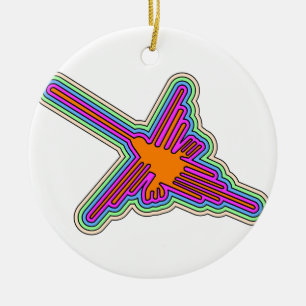 Nazca Hummingbird Peru Drawing Ceramic Tree Decoration