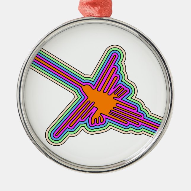 Nazca Hummingbird Peru Drawing Metal Tree Decoration (Front)