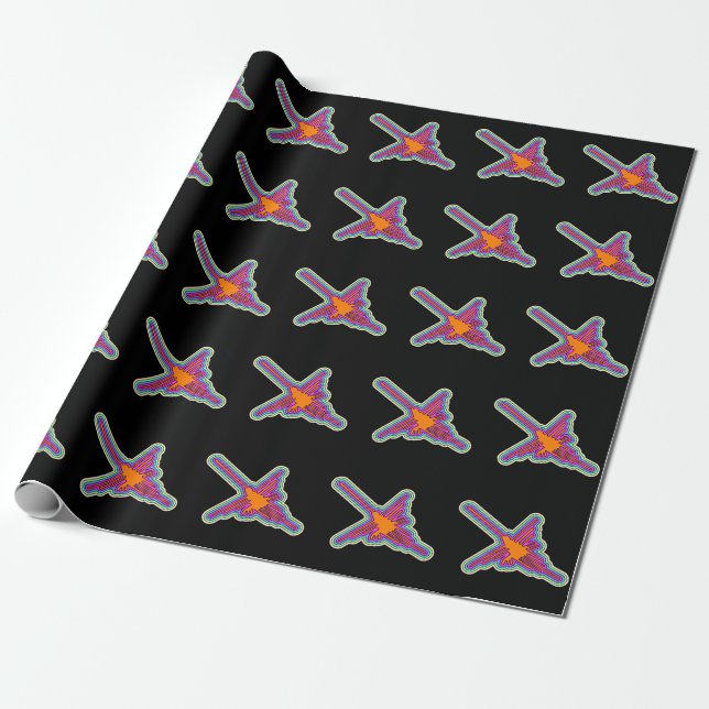 Nazca Hummingbird Peru Drawing On Black Wrapping Paper (Unrolled)