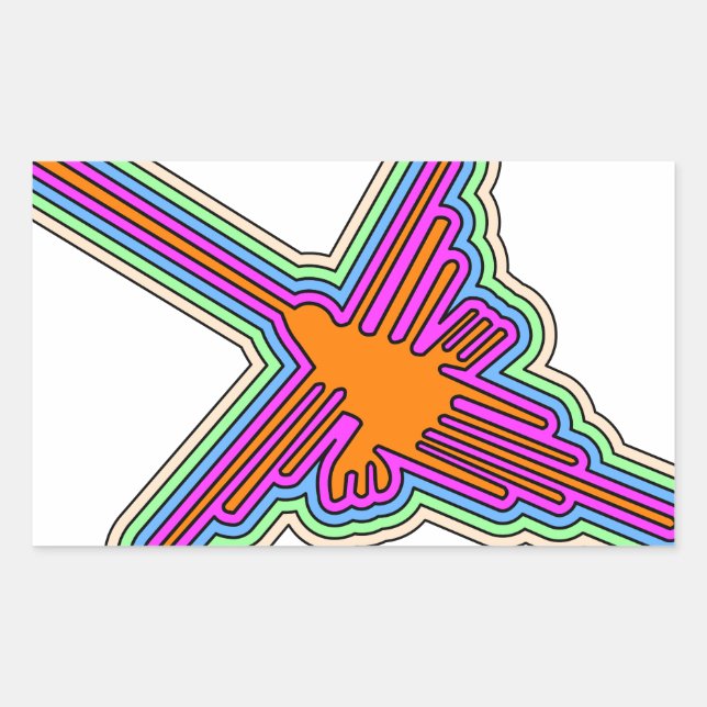 Nazca Hummingbird Peru Drawing Rectangular Sticker (Front)