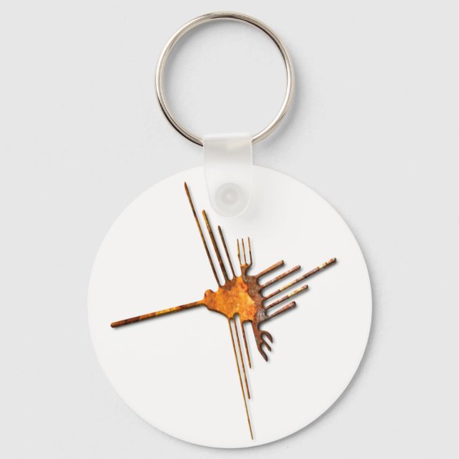 Nazca Hummingbird rust Keychain (Front)