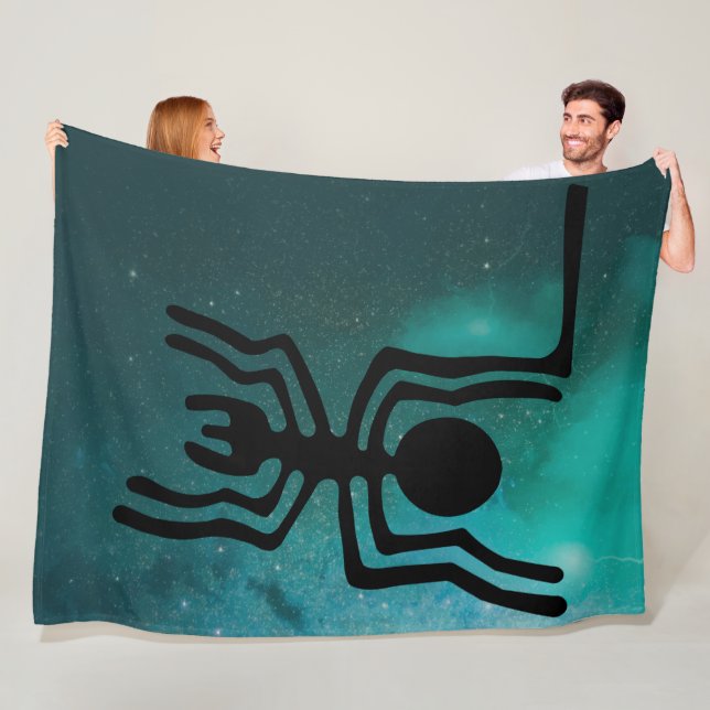 Nazca Lines - Ancient Insects - Black Spider Fleece Blanket (In Situ)