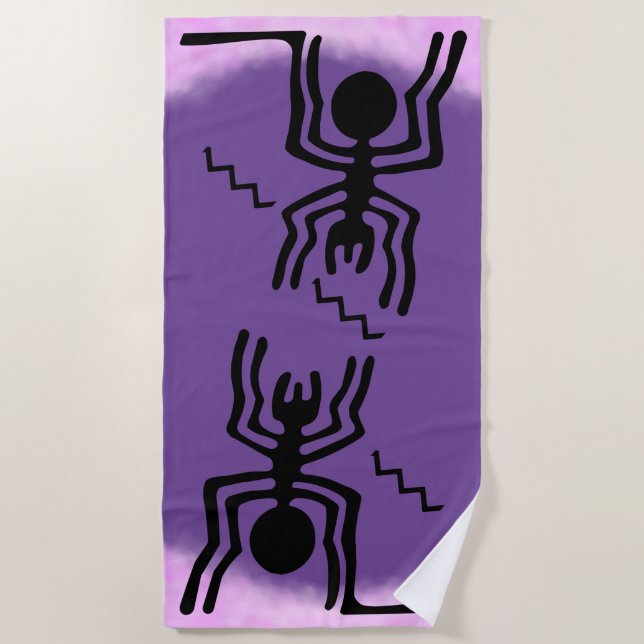 Nazca Lines Geoglyphs - Ancient Blue Spider Beach Towel (Front)