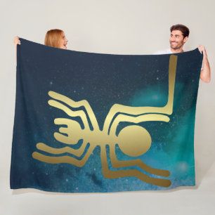 Nazca Lines - Gold Spider Fleece Blanket