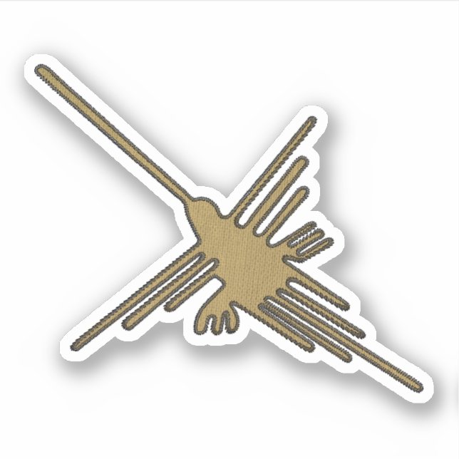 Nazca Lines Hummingbird Faux Embroidery Print (Front)