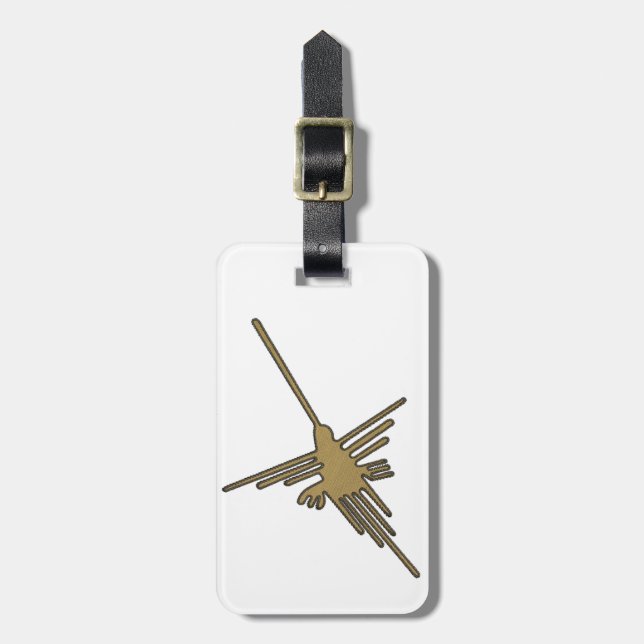 Nazca Lines Hummingbird Faux Embroidery Print Luggage Tag (Front Vertical)