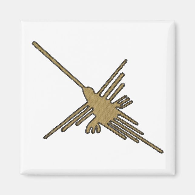 Nazca Lines Hummingbird Faux Embroidery Print Magnet (Front)