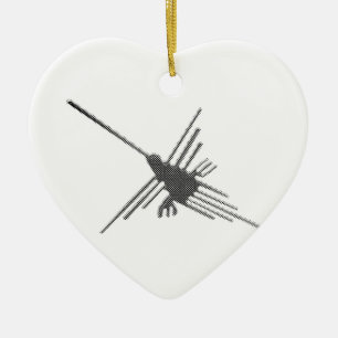 Nazca Lines Hummingbird Newsprint Ceramic Tree Decoration