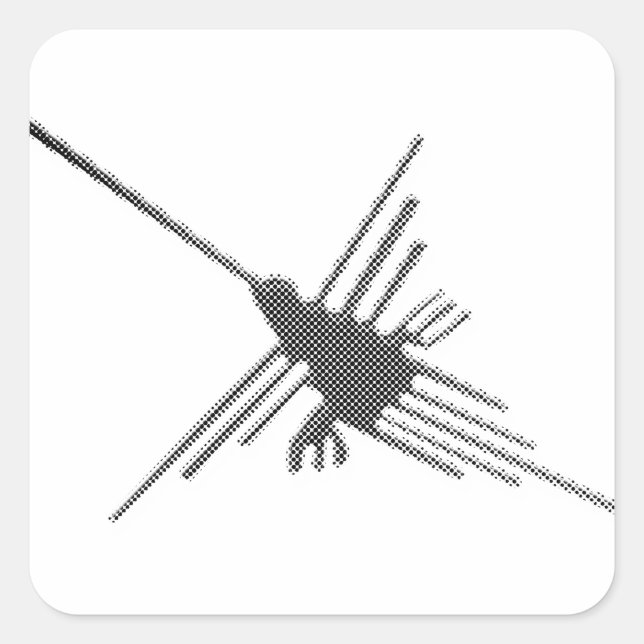 Nazca Lines Hummingbird Newsprint Square Sticker (Front)