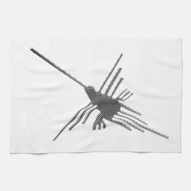 Nazca Lines Hummingbird Newsprint Tea Towel (Horizontal)