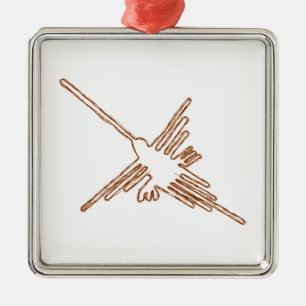 Nazca Lines Hummingbird Sketch Metal Tree Decoration