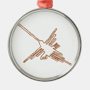 Nazca Lines Hummingbird Sketch Metal Tree Decoration