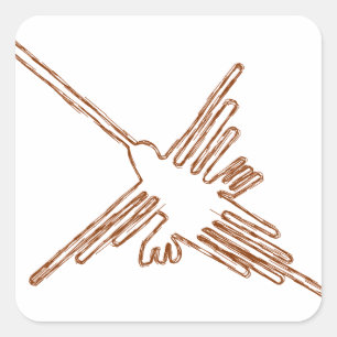 Nazca Lines Hummingbird Sketch Square Sticker