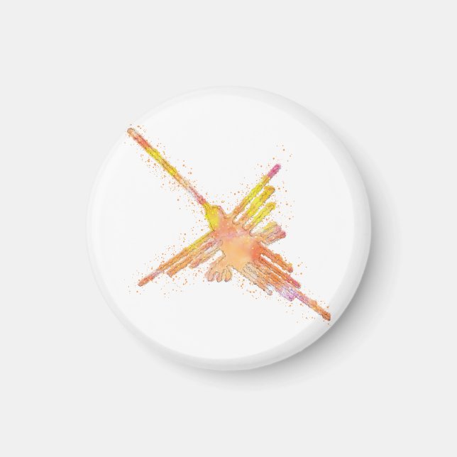 Nazca Lines Hummingbird Watercolor Print Magnet (Front)