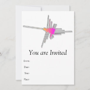 Nazca Lines Hummingbird - White Version Invitation