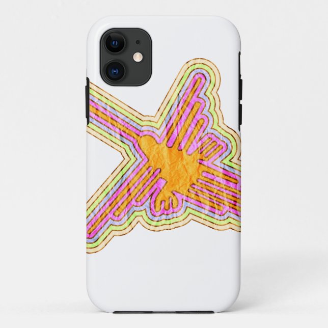 Nazca Lines Hummingbird With Wrinkled Paper Effect Case-Mate iPhone Case (Back)