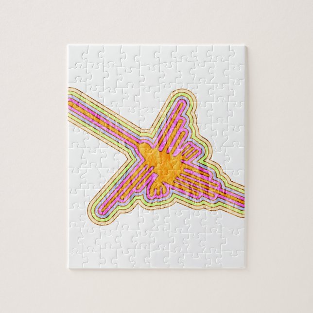 Nazca Lines Hummingbird With Wrinkled Paper Effect Jigsaw Puzzle (Vertical)