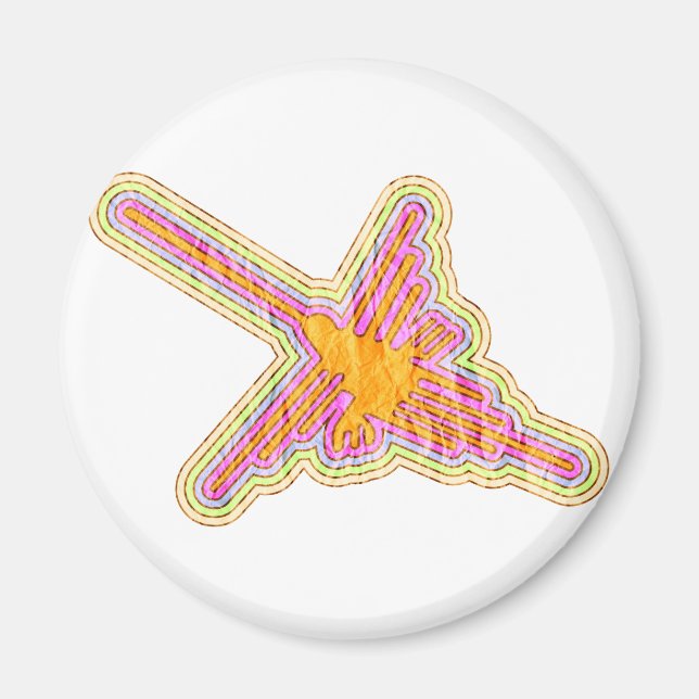 Nazca Lines Hummingbird With Wrinkled Paper Effect Magnet (Front)
