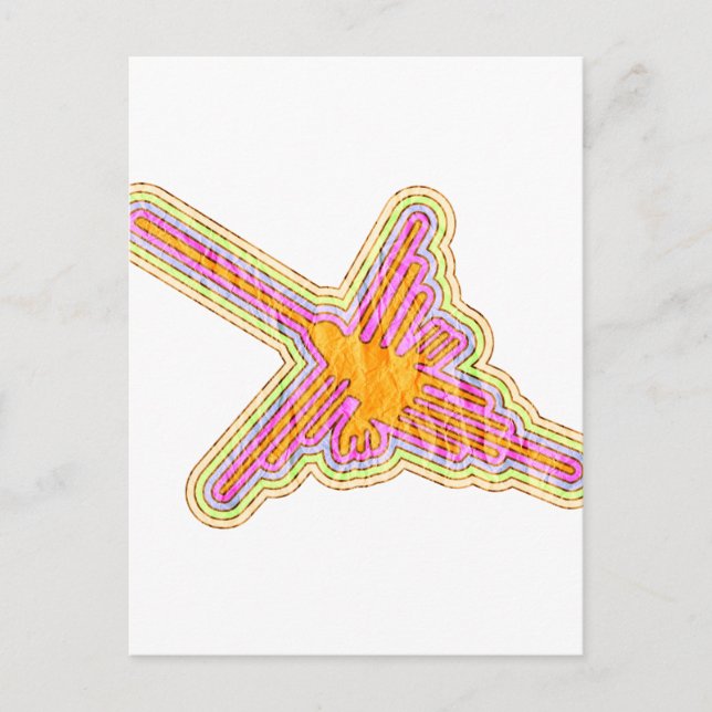 Nazca Lines Hummingbird With Wrinkled Paper Effect Postcard (Front)