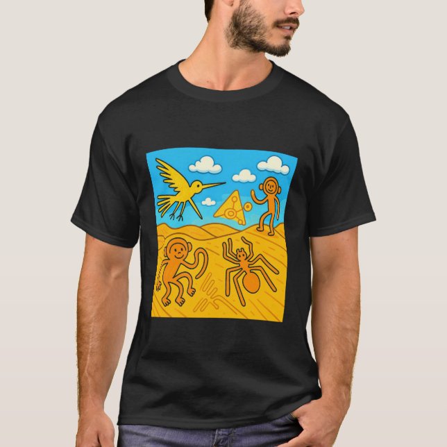 Nazca Lines Peru Geoglyphs Retro T-Shirt (Front)