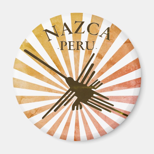 Nazca Peru Hummingbird Retro Sunset Magnet (Front)