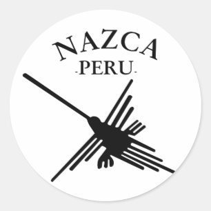 Nazca Peru Hummingbird With Curved Text Classic Round Sticker