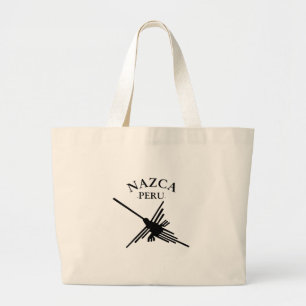 Nazca Peru Hummingbird With Curved Text Large Tote Bag