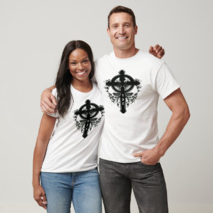 NBE gothic cross & skulls t shirt