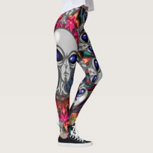 NBK Psychedelic Alien Black Light Rave Mandala Leggings