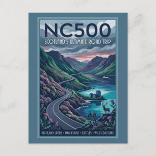 NC500 Scotland's Ultimate Road Trip Travel Poster Postcard