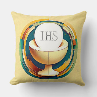 NC Communion Host and Chalice Expressionist Effect Cushion