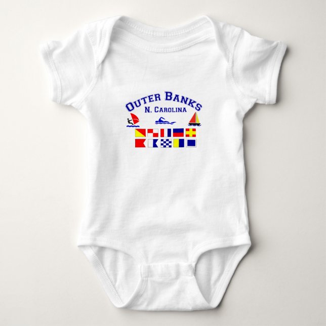 NC Outer Banks Signal Flags Baby Bodysuit (Front)