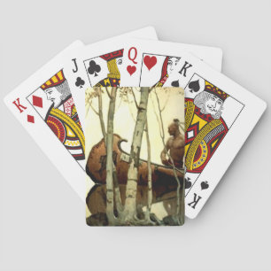 NC Wyeth Historical Painting Indian Canoe #2 Playing Cards