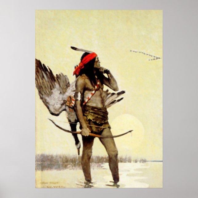 NC Wyeth Historical Painting Native Indian Hunting Poster (Front)